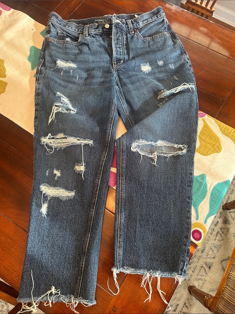Old Navy Dark Blue Slouchy Straight High-Rise Jeans